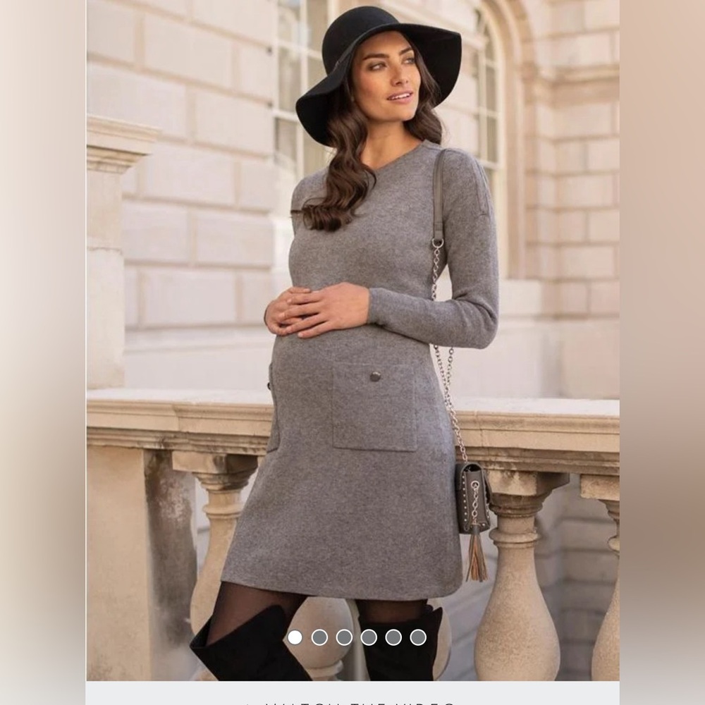 Seraphine Charcoal Long Sleeve Maternity Dress